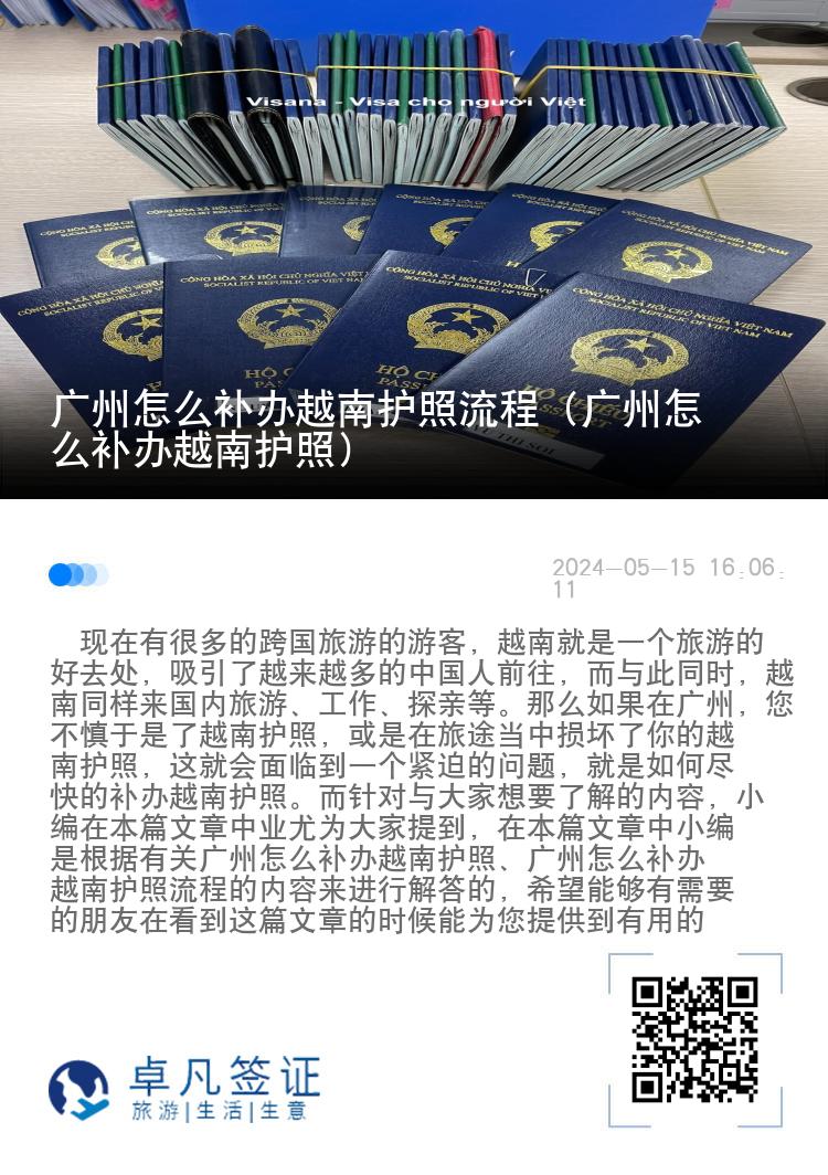 广州怎么补办越南护照流程（广州怎么补办越南护照）