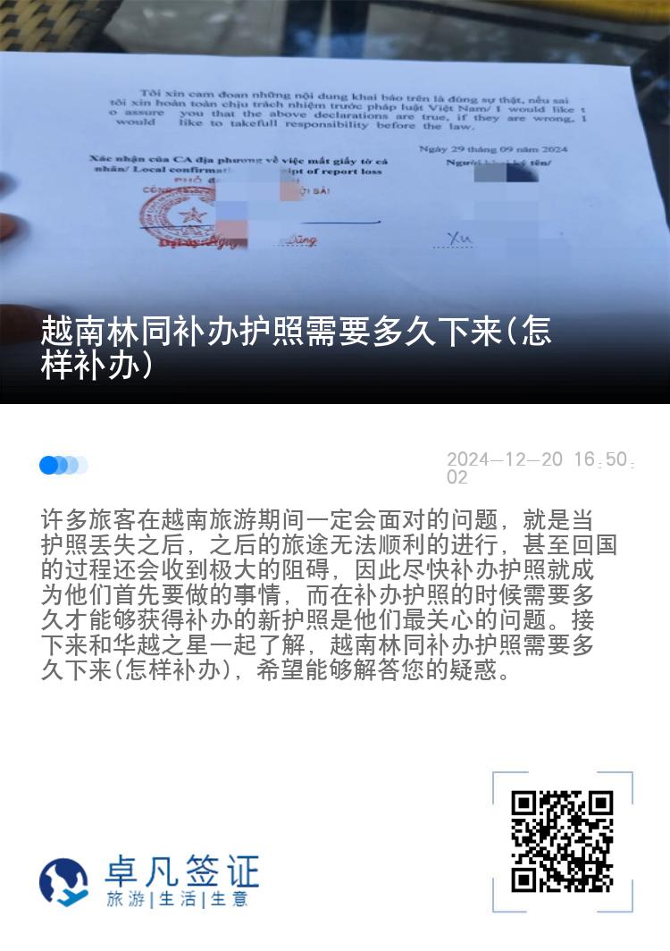 越南林同补办护照需要多久下来(怎样补办)
